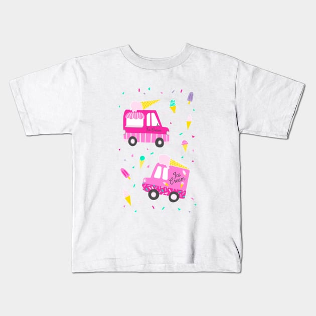 Ice Cream Party Kids T-Shirt by latheandquill